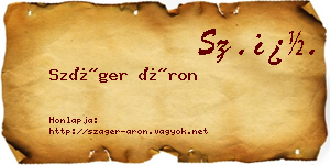 Száger Áron névjegykártya